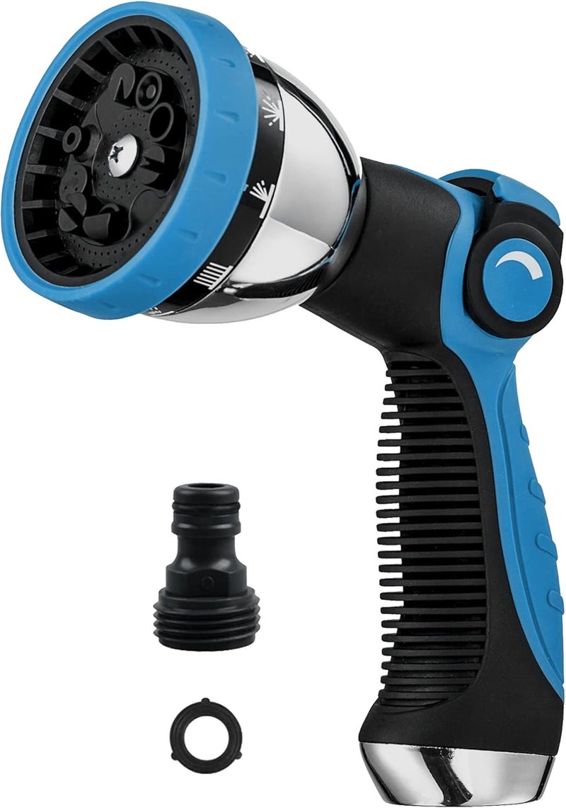 REDESS Garden Hose Nozzle Spray Nozzle,10 Hose Metal Duty Watering Patterns Thumb Control On Off Valve, High Pressure Nozzle Sprayer for Watering Plants, Car Wash,Cleaning,Showering Pets Blue - Image 1